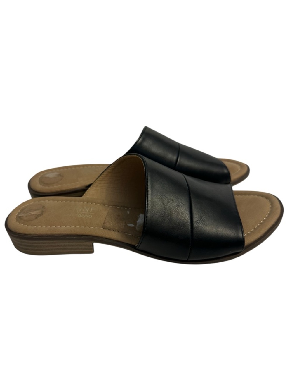 Catherine Malandrino Danielle Black Open Toe Slide Mules Size 10 Leather Look